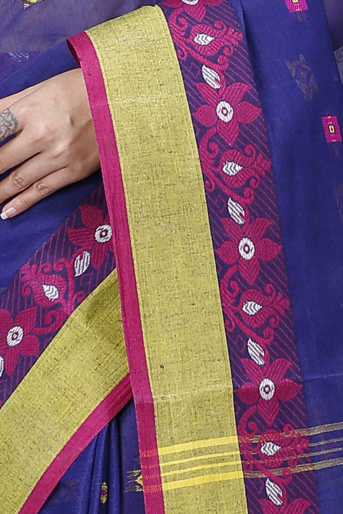 Naby Blue Pure Cotton Ramala Tant Saree (960)